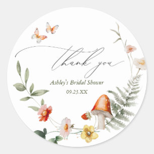 Enchanted Forest Mushroom Bridal Shower Classic Round Sticker