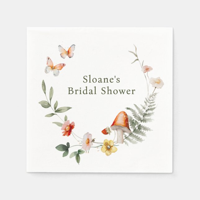 Enchanted Forest Mushroom Bridal Shower Napkins (Front)