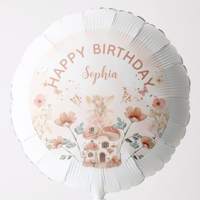 Enchanted Forest Mushroom Girl's First Birthday Balloon (Front)