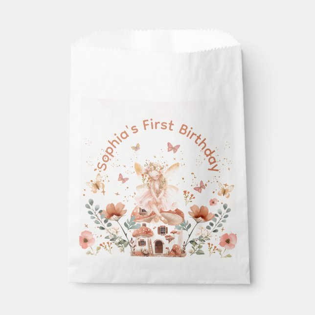 Enchanted Forest Mushroom Girl's First Birthday  Favor Bag (Front)