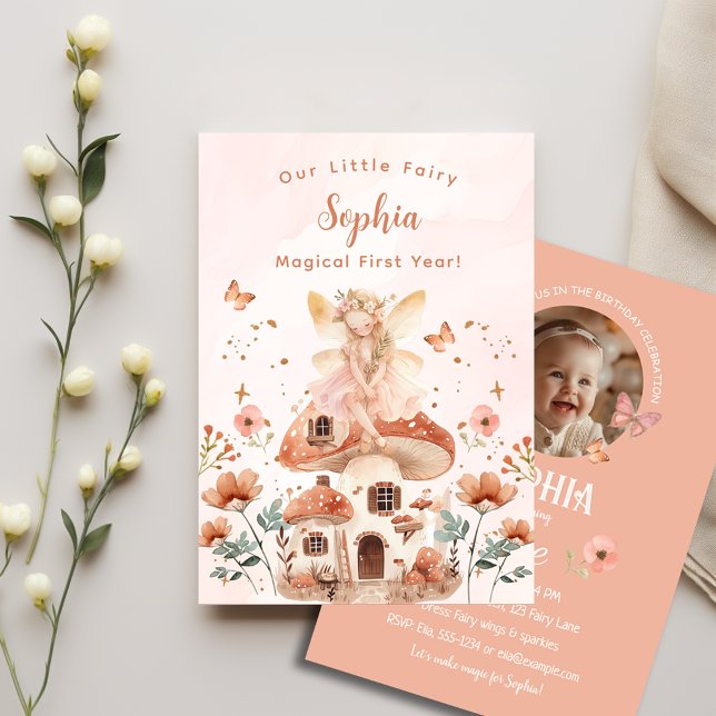 Enchanted Forest Mushroom Girl's First Birthday Invitation (Creator Uploaded)