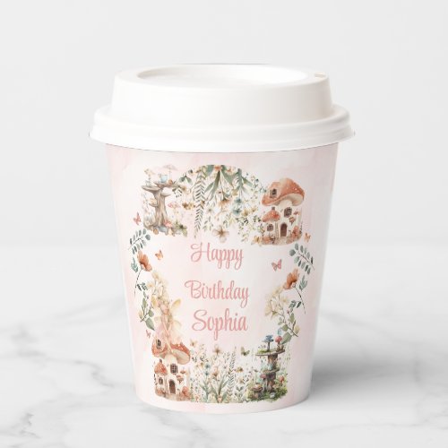Enchanted Forest Mushroom Girls First Birthday Paper Cups