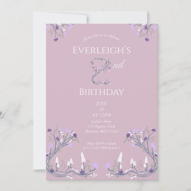 Enchanted Forest Mushroom Second Birthday Invitation (Front)