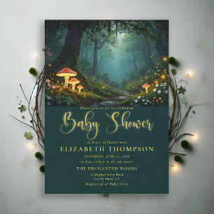 Enchanted Forest Mushroom Wildflowers Baby Shower Invitation
