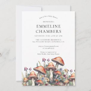 Enchanted Forest Mushrooms Baby Shower Invitation