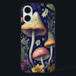 Enchanted Forest Mushrooms iPhone 16 Case<br><div class="desc">A lush dark cottagecore phone case featuring enchanted forest mushrooms. Select your device model for this design. Lush colors.</div>