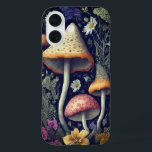 Enchanted Forest Mushrooms iPhone 16 Case<br><div class="desc">A lush dark cottagecore phone case featuring enchanted forest mushrooms. Select your device model for this design. Lush colors.</div>