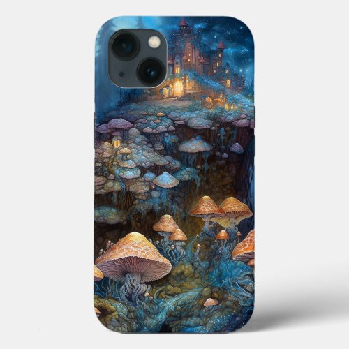 Enchanted Forest Mushrooms Castle Fantasy Art iPhone 13 Case