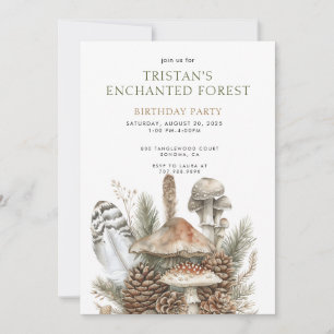 Enchanted Forest Mushrooms Kid's Birthday Party Invitation