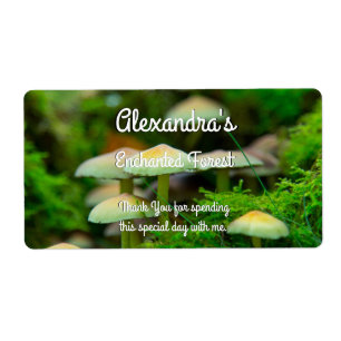 Enchanted Forest, Mushrooms Moss Personalized Label