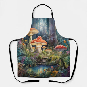 Enchanted Forest Mushrooms   Mystical Fantasy Apron