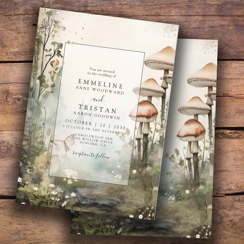Enchanted Forest Mushrooms Wedding Invitation