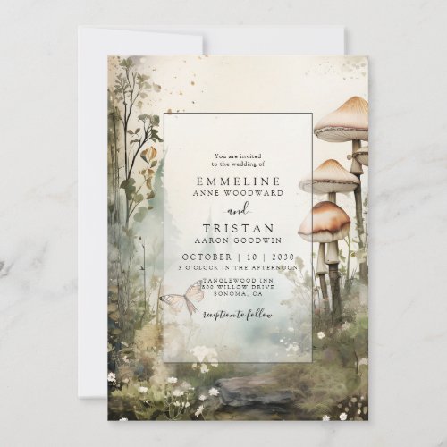 Enchanted Forest Mushrooms Wedding Invitation