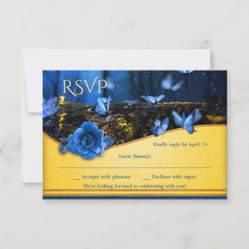 Enchanted Forest Night Butterfly Wedding RSVP Card