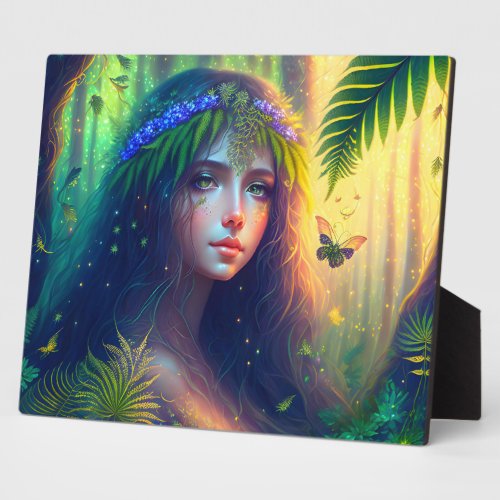Enchanted Forest Nymph Digital Art Tabletop Plaque