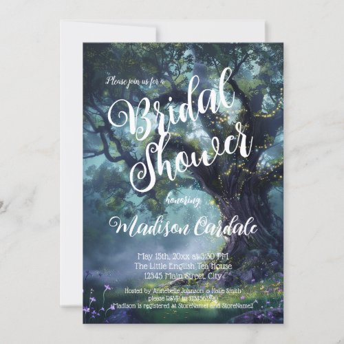 Enchanted Forest Oak Tree Fairy Lights Bridal Invitation