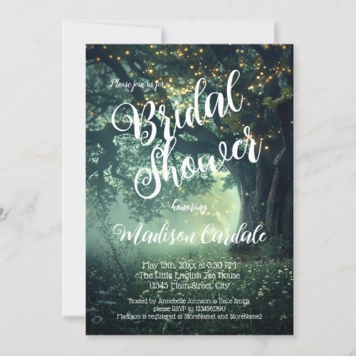 Enchanted Forest Oak Tree Fairy Lights Bridal Invitation