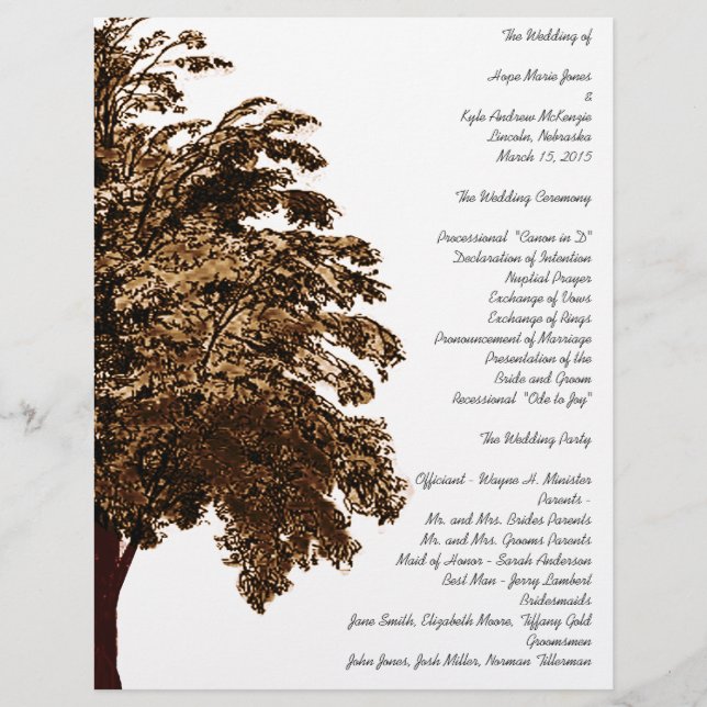 Enchanted Forest Oak Tree Wedding Program (Front)