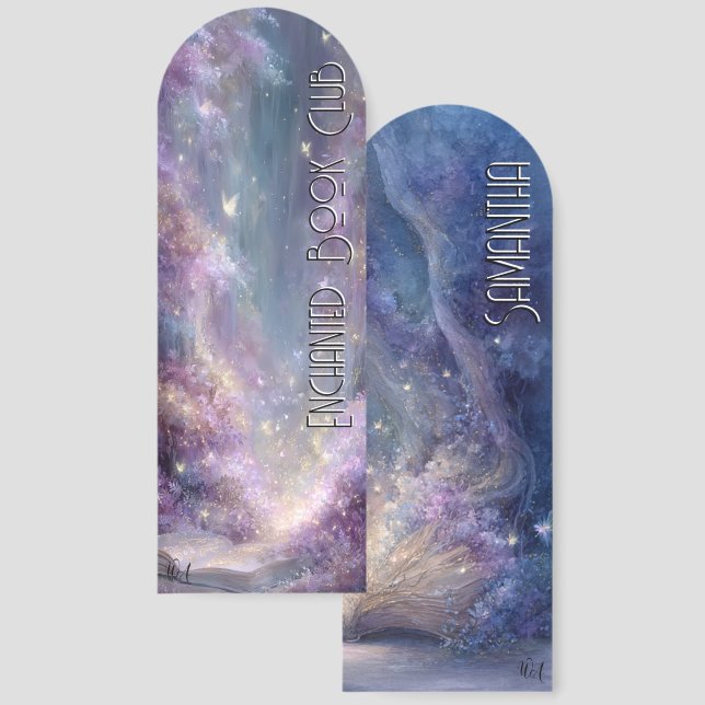 Enchanted Forest of Fireflies & Books Bookmarks (Front & Back)