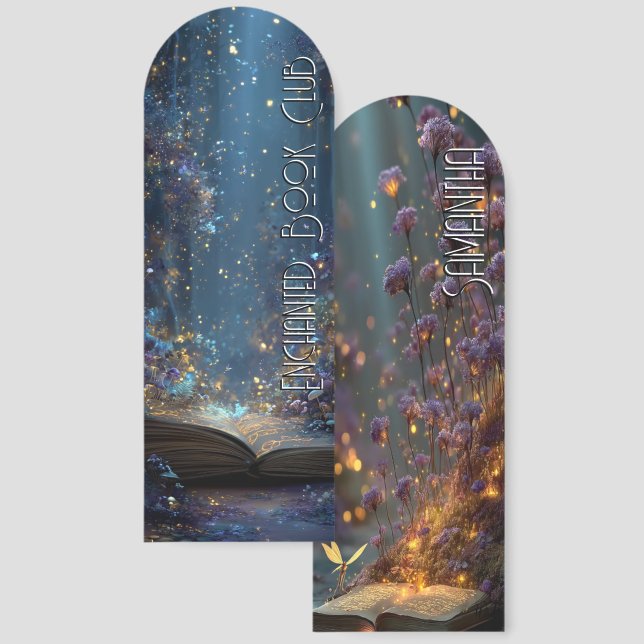 Enchanted Forest of Fireflies & Books Bookmarks (Front & Back)