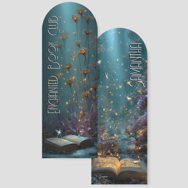 Enchanted Forest of Fireflies & Books Bookmarks (Front & Back)