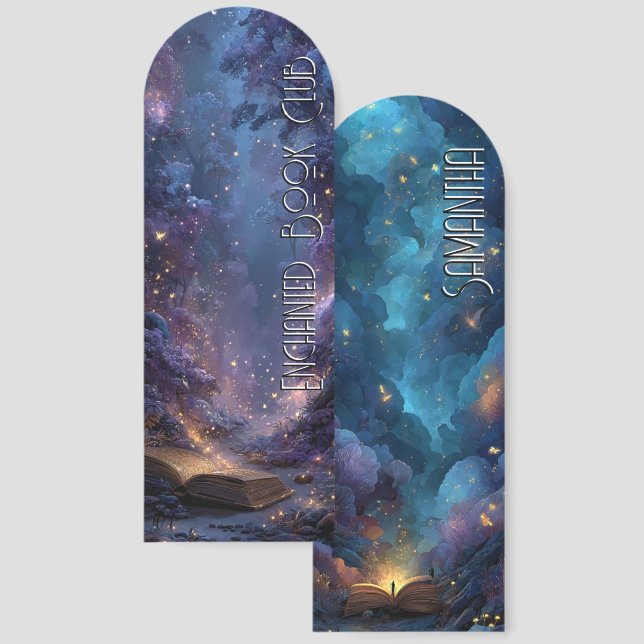 Enchanted Forest of Fireflies & Books Bookmarks (Front & Back)
