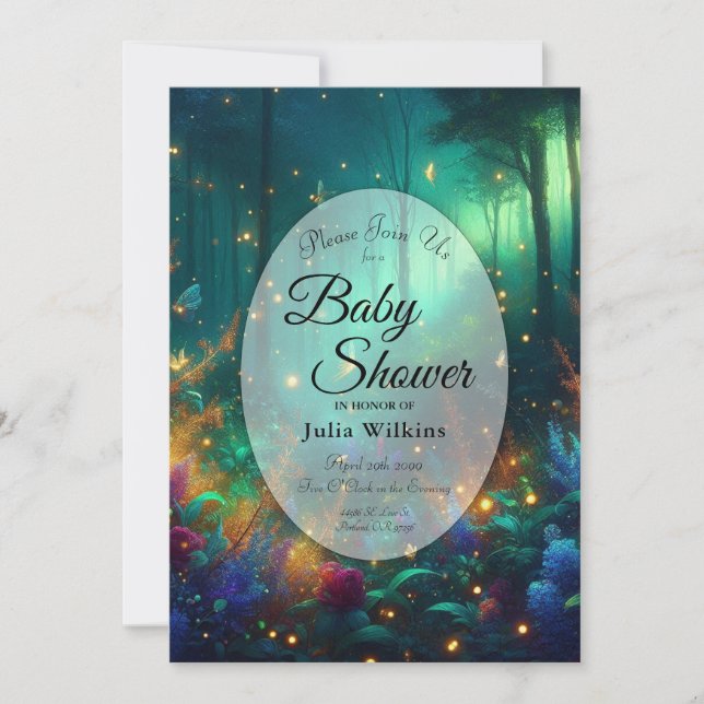 Enchanted Forest of Radiant Jewels Baby Shower Invitation (Front)