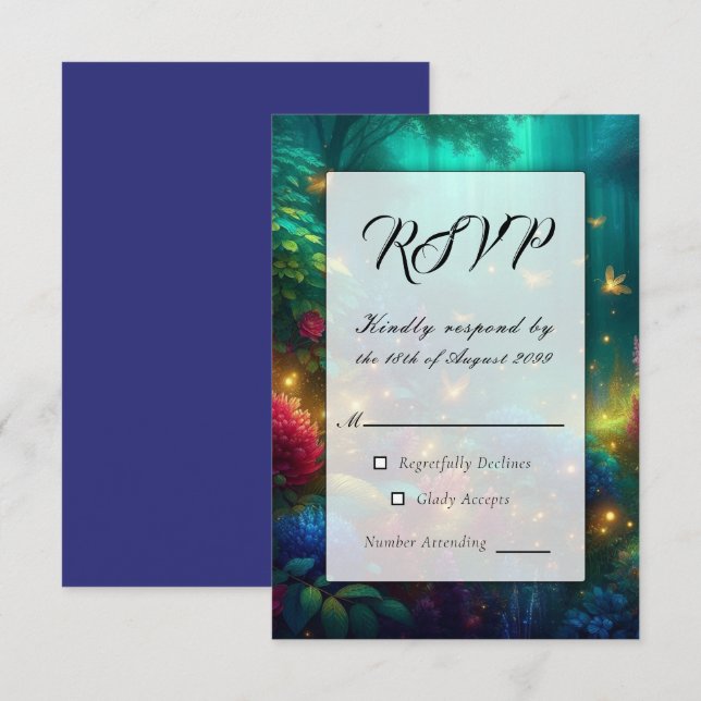 Enchanted Forest of Radiant Jewels RSVP Card (Front/Back)