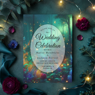 Enchanted Forest of Radiant Jewels Wedding Invitation