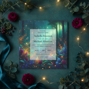 Enchanted Forest of Radiant Jewels Wedding Invitation