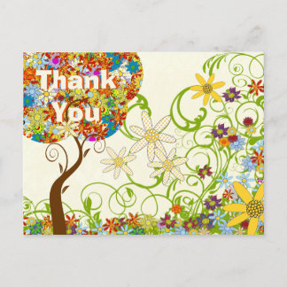 Enchanted Forest Patchwork Floral Fairy Tale Tree Announcement Postcard