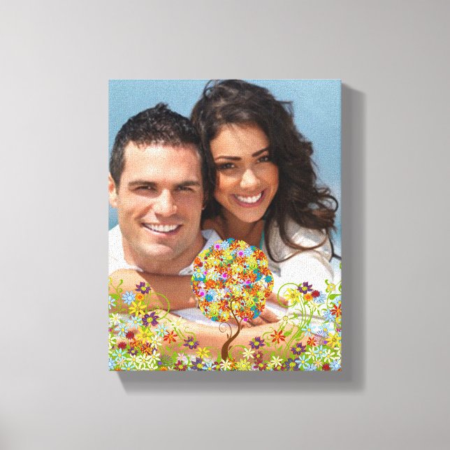 Enchanted Forest Patchwork Floral Fairy Tale Tree Canvas Print (Front)