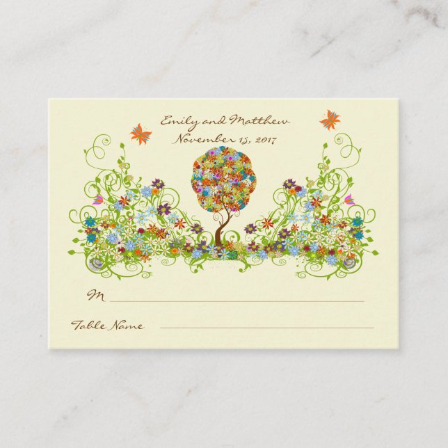 Enchanted Forest Patchwork Floral Fairy Tale Tree Enclosure Card (Front)