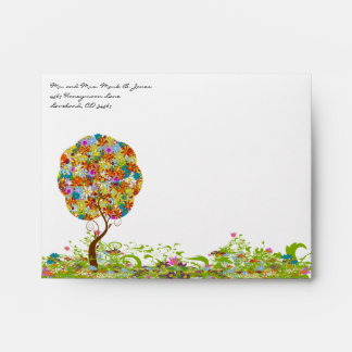 Enchanted Forest Patchwork Floral Fairy Tale Tree Envelope