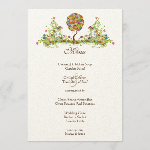 Enchanted Forest Patchwork Floral Fairy Tale Tree Menu
