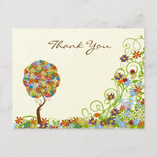 Enchanted Forest Patchwork Floral Fairy Tale Tree Postcard