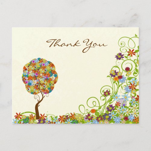 Enchanted Forest Patchwork Floral Fairy Tale Tree Postcard