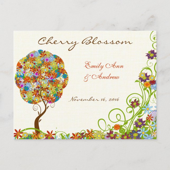 Enchanted Forest Patchwork Floral Fairy Tale Tree Postcard (Front)
