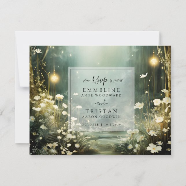 Enchanted Forest Path Of Flowers RSVP Card (Front)