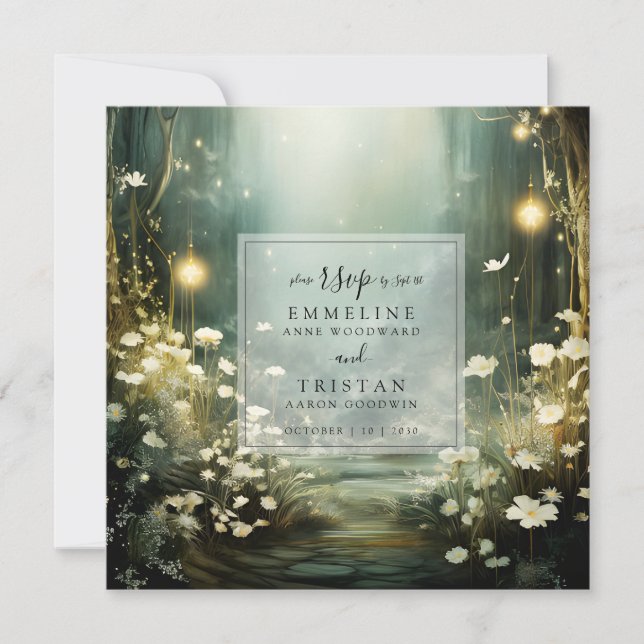 Enchanted Forest Path Of Flowers RSVP Save The Date (Front)