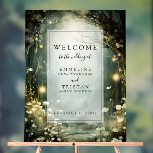 Enchanted Forest Path Of Flowers Wedding Welcome Acrylic Sign