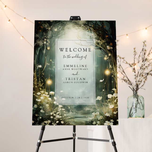 Enchanted Forest Path Of Flowers Wedding Welcome Foam Board (In Situ (Stand))