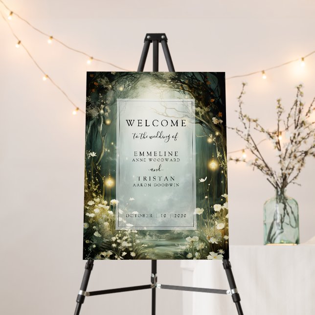 Enchanted Forest Path Of Flowers Wedding Welcome Foam Board (In Situ (Stand))