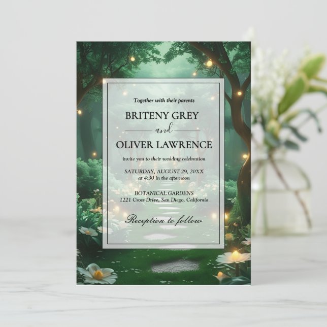 Enchanted Forest Path of Magical flower wedding    Invitation (Standing Front)