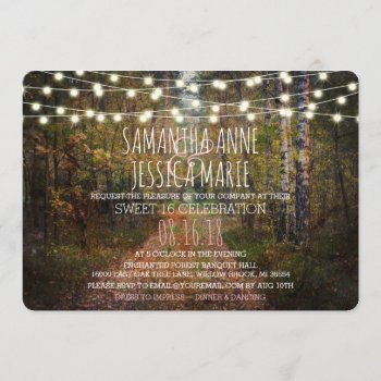 Enchanted Forest Path Twins Sweet 16 Celebration Invitation by prettypicture at Zazzle