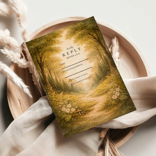 Enchanted Forest Path Wedding RSVP Card (Creator Uploaded)