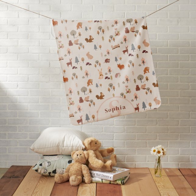 Enchanted Forest Personalized Safari Snuggle Baby Blanket (In Situ)