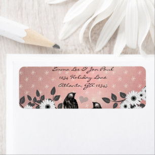 Enchanted Forest Pink Love Bird Address Label