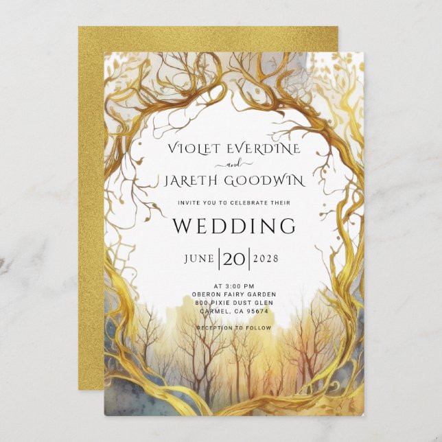 Enchanted Forest Portal Wedding Invitation (Front/Back)
