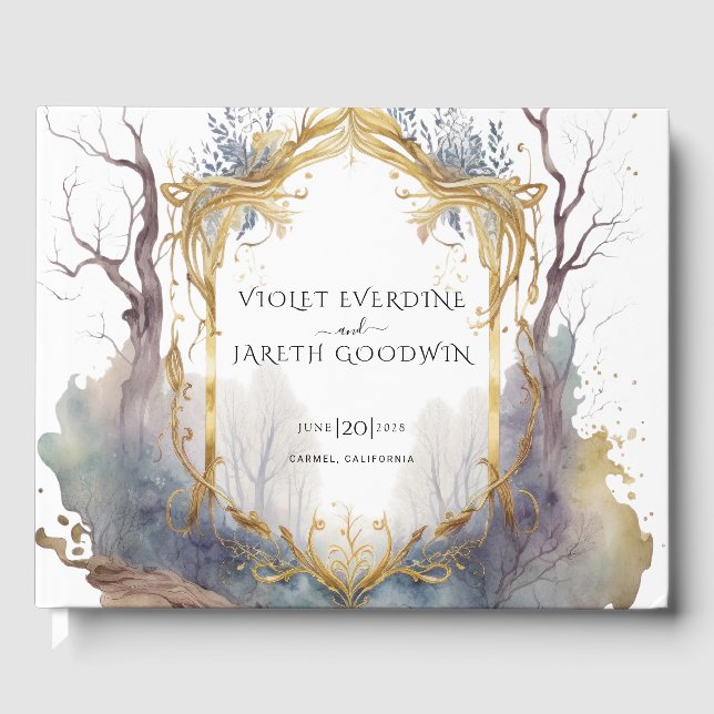 Enchanted Forest Portal Wedding Invitation Guest Book (Front)